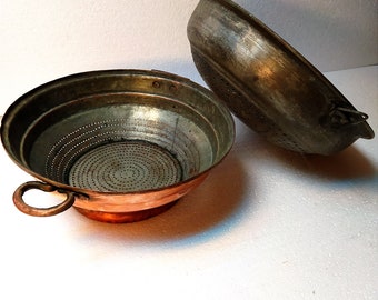 PAIR of early 1900's Copper Colanders.