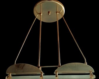 Mid Century Brass and Lucite Space Age Pendant Light.