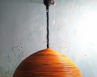 1970's Pencil Reed Pendant Light.
