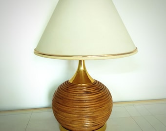 Vintage 1970's Pencil Reed Bamboo Table Lamp.