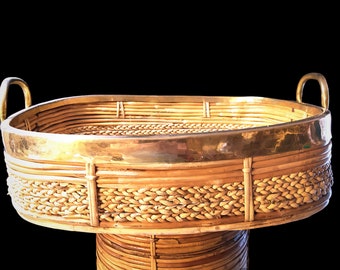 1970's Large Pencil Reed Basket.