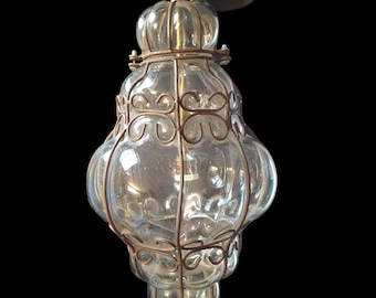 Huge 1930s Venetian Caged Glass Pendant Light.