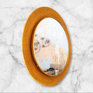 1970&#39;s Pencil Reed Mirror with backlighting.