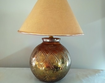 Mid Century Moroccan Brass Orb Table Lamp