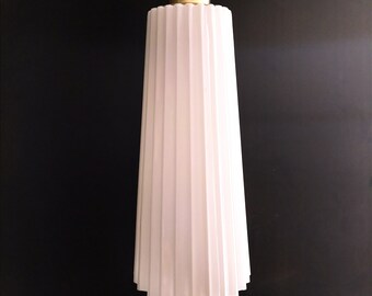 PAIR of 1960's Opaline Pleated blown glass pendant lights.