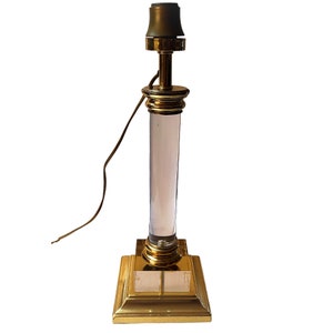 Mid Century Lucite and Brass Table Lamp.