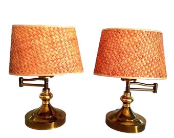 Pair of 1980's Brass swing arm table/bedside lamps.