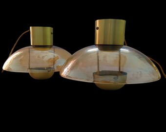 Pair of Mid Century Murano blown glass Dome ceiling lights.