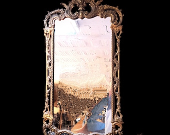 Early 1900's Cast Brass Wall Mirror