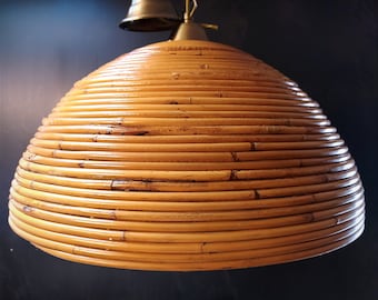 1970's Pencil Reed Pendant Light.