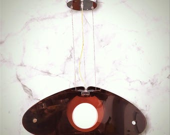 Mid Century Acrylic and Orb Glass Space Age Pendant Light.