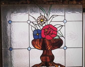 Vintage PAIR Tiffany stained glass windows.Suncatchers.