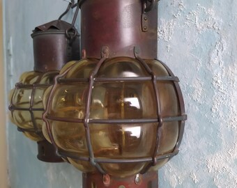 1930's PAIR of Venetian Caged Blown Glass Wall Lanterns/Sconces.