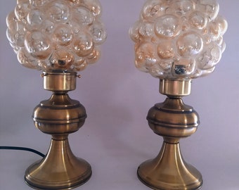 PAIR of Mid Century Bubble Glass Table Lamps.