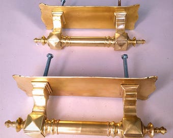 Early 1900's PAIR of brass door pulls/handles.