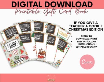 Wenn Sie einem Lehrer einen Keks geben , Weihnachtsausgabe, druckbares Geschenkkartenbuch, Wertschätzung des Lehrers, digitaler Download