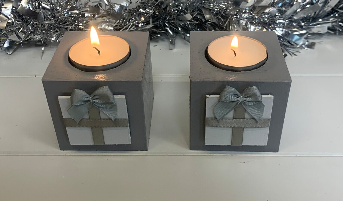 Silver Christmas Tea Light Holders - Etsy