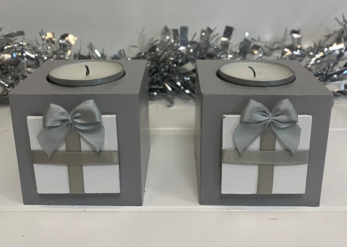 Silver Christmas Tea Light Holders - Etsy