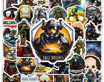 10/50pcs HELLDIVERS Game Nostalgic Cool Stickers for Phone, Guitar, Scrapbook, Suitcase, Cartoon Stickers, Kids Gifts