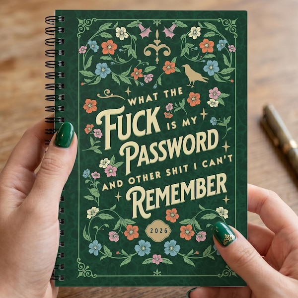 What the F is my Password Spiral Notebook, Password Reminder, 2026 Nonsense Journal, Gift for Writer, Student, Office Humor