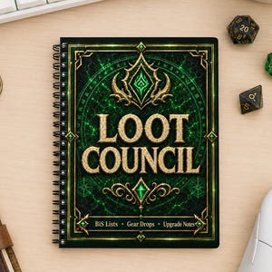 World of Warcraft Style Loot Council Journal, MMORPG Gamer Notebook, Fantasy RPG Raid Planner, BiS Lists Gear Drops, Guild Gift for Raiders
