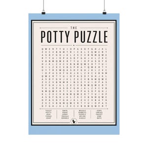 Bathroom Wordsearch Print, The Potty Puzzle Powder Room Poster, Quirky Above Toilet Art , Humorous Bathroom Decor Gift Bild 8