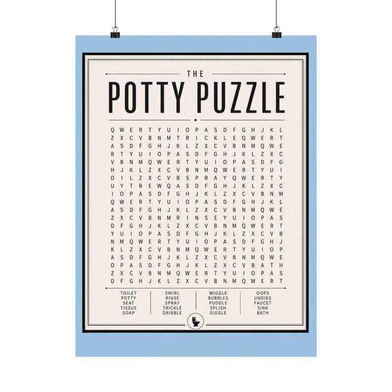 Bathroom Wordsearch Print, The Potty Puzzle Powder Room Poster, Quirky Above Toilet Art , Humorous Bathroom Decor Gift Bild 8