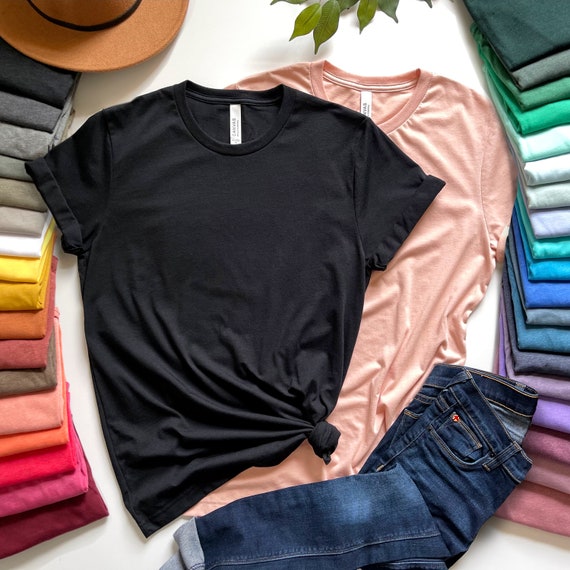 Longer Length Tees Bella Canvas 3001 CVC Plain T shirt Unisex Womens T shirts Solid Heather Colors XS 2XL Sublimation Vinyl Screenprint Etsy