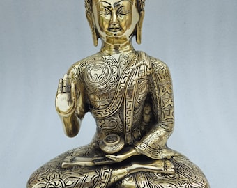 Brass Buddha Statue 12 Inch Large Idol Fenshui Gift Murti