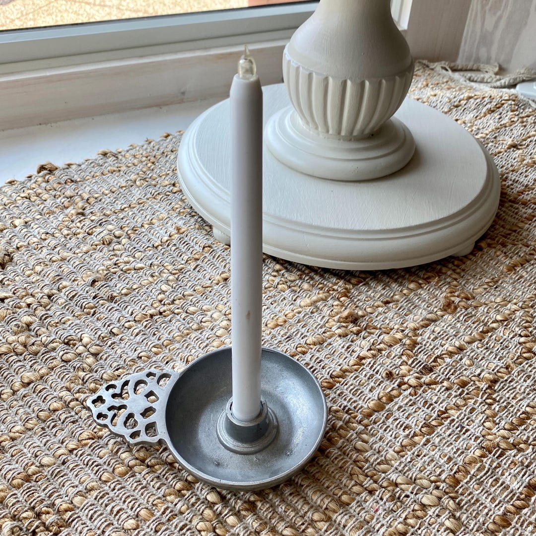 Small Vintage Pewter Ornate Candle Holder, RWP Porringer-style ...