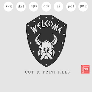 Viking Welcome Sign Dxf Files, Viking Helmet Laser Cut, Welcome Svg File For Cricut, Skyrim Metal Wall Art, Warrior Cnc Project, Cnc Router