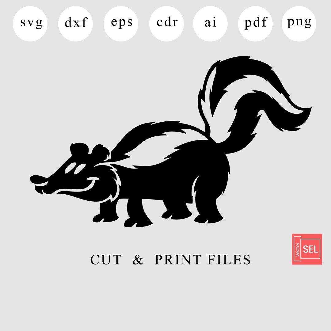 Skunk Dxf Files, Polecat Laser Cut, Fitchew Svg File for Cricut, Fitch
