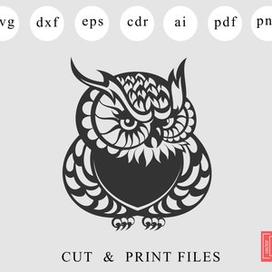 Uil Dxf-bestanden, Owlet Laser Cut, Night Bird Svg-bestand voor Cricut, Bird of Prey Metal Wall Art, Kerkuil Cnc Project, Raptor Cnc Router