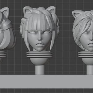28mm female heads compatible with space nun battle sisters alien space elf neko cat girl