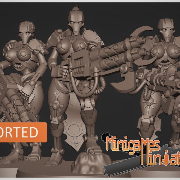 28mm Necro warriors anime figurines, space tomb robot, minigame miniatures