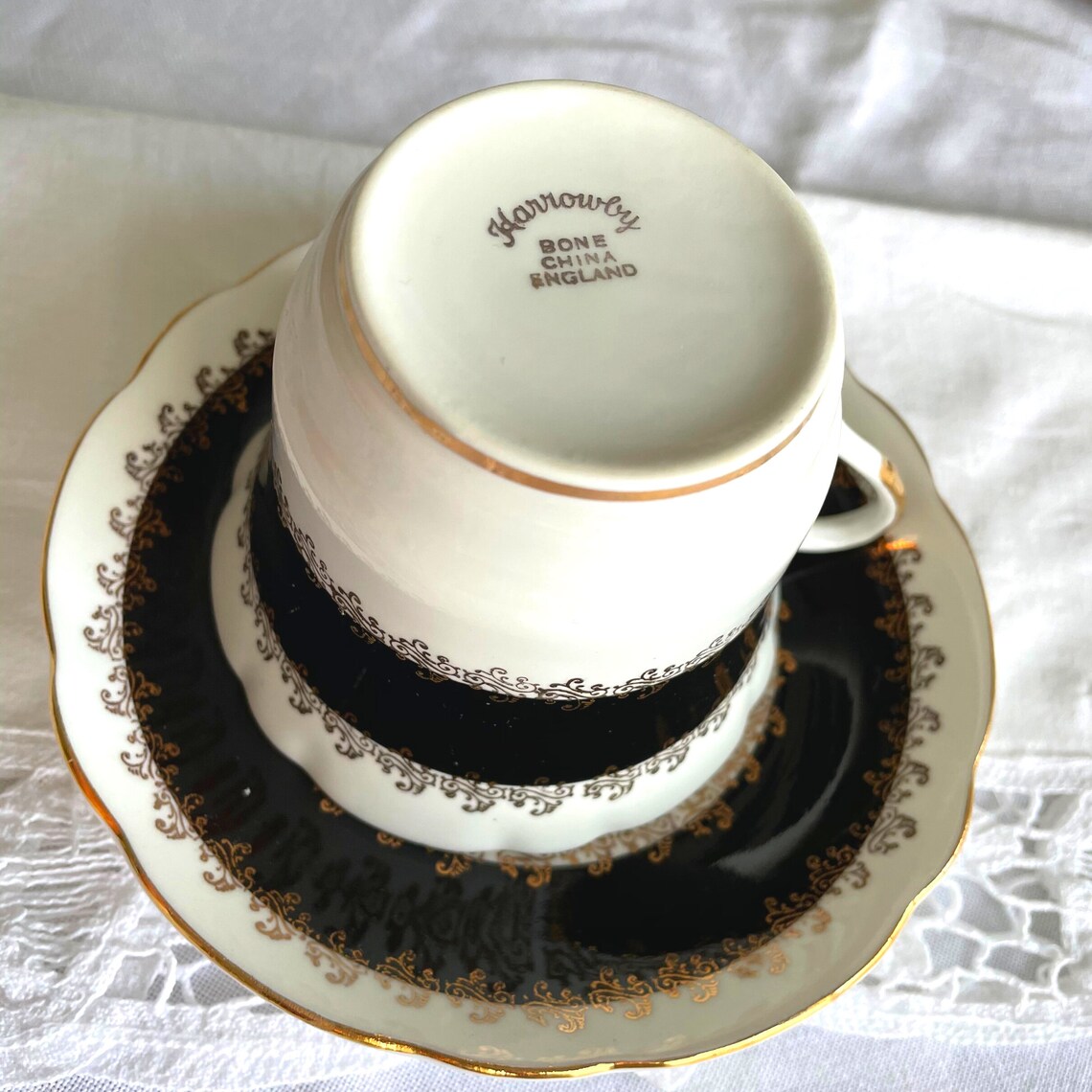 Vintage Tea Cup Set Harrowby English Bone China Vintage Etsy