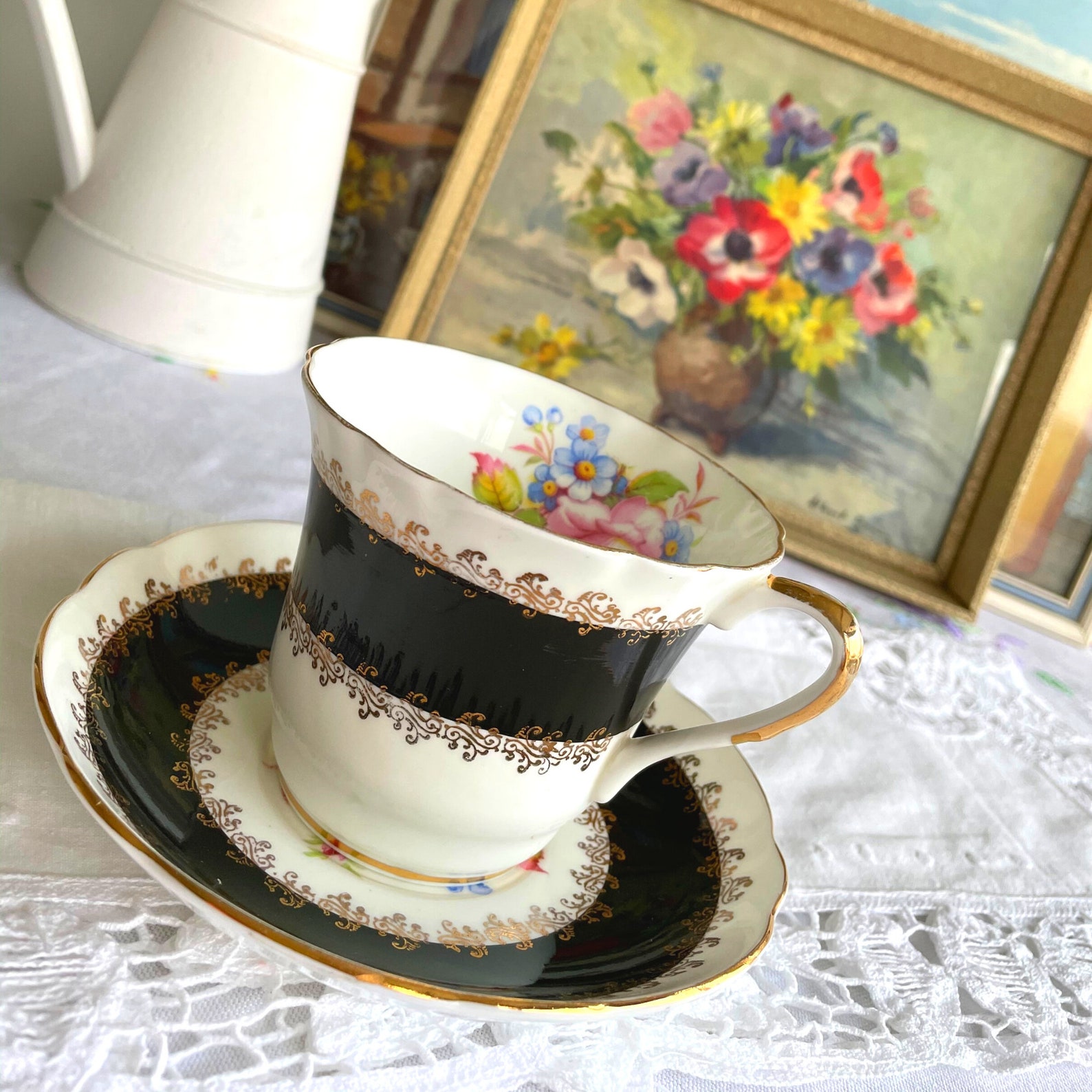 Vintage Tea Cup Set Harrowby English Bone China Vintage Etsy