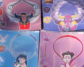 Celestial and DBK Series shaker charm sticker sheets, Holographic, WATER RESISTANT