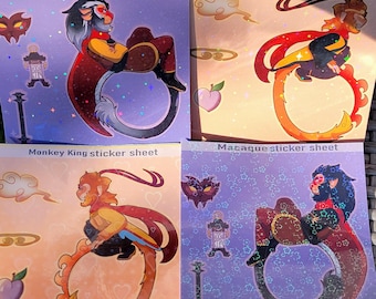 Sun and Moon shaker charm sticker sheets, Holographic, WATER RESISTANT