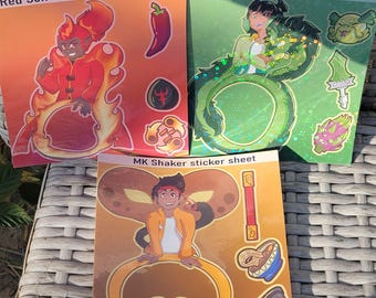 Traffic Light Trio Series shaker charm sticker sheets, Holographic, WATER RESISTANT