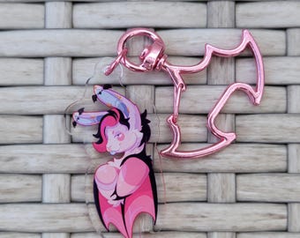 Pink Bunny-Bat acrylic Keychain