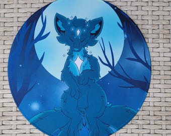 Celestial body moon Fox circular mouse pad
