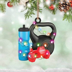 Personalized Gym Ornament, Fitness Christmas Ornament, Fitness Ornament