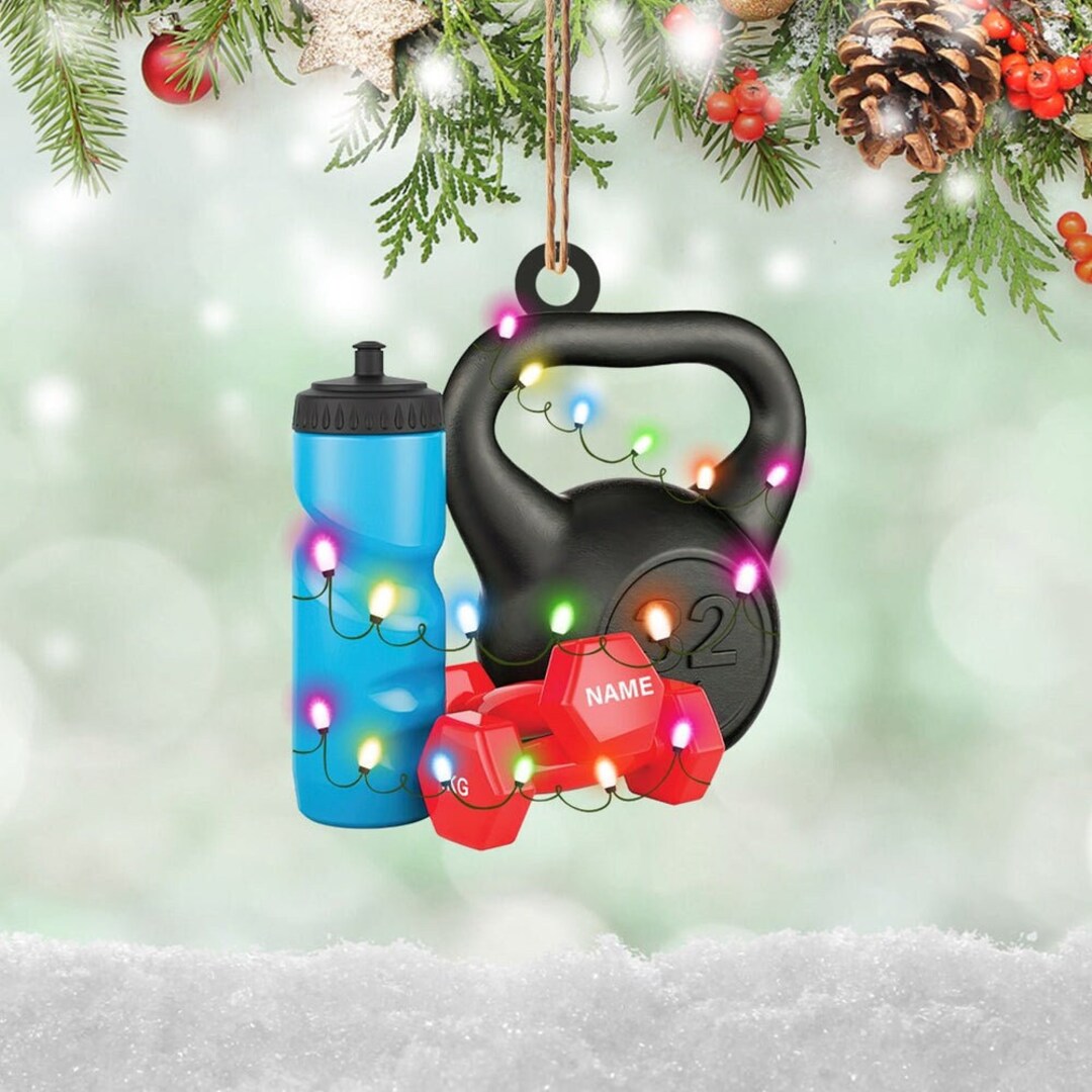 Personalized Gym Ornament, Fitness Christmas Ornament, Fitness Ornament ...