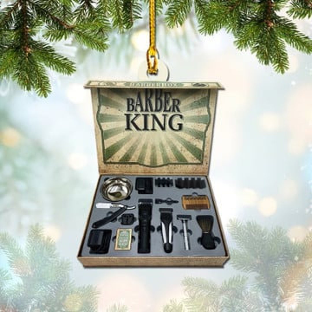 Personalized Barber Tool Box Ornament, Barber Christmas Ornament