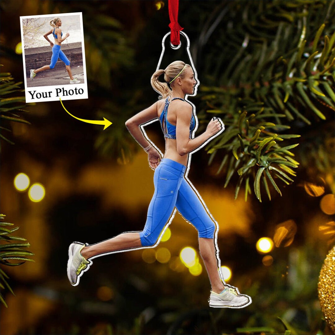 Personalized Running Lovers Photo Ornament, Runner Christmas Ornament
