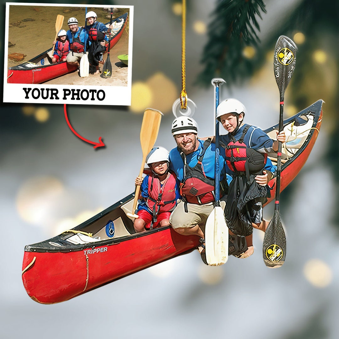 Personalized Kayak Photo Ornament, Kayaker Christmas Ornament