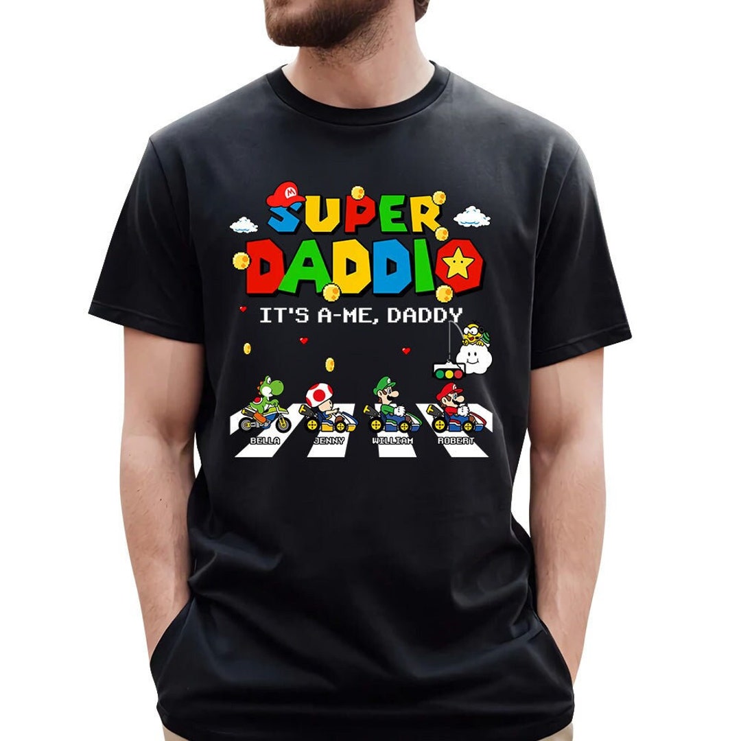 Personalized Super Daddio Game Shirt, Custom Kids Name Dad Shirt, Funny ...