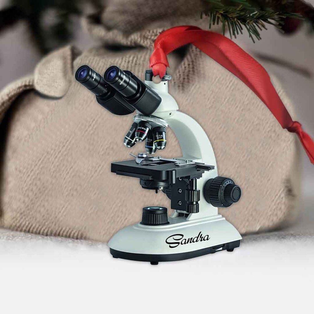 Personalized Microscope Ornament, Microscope Christmas Ornament