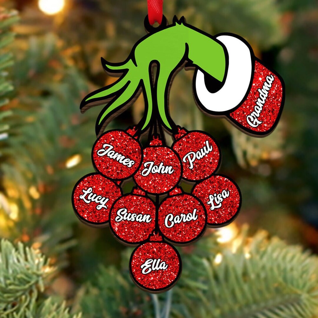 Personalized Grinch Family Ornament, Grinchmas Family Christmas